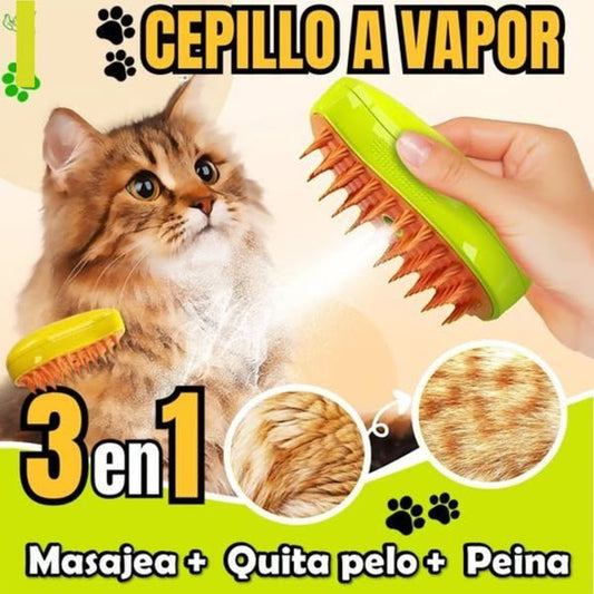 🟢Cepillo A Vapor Para Mascotas 3 en 1